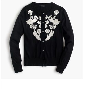 Lightweight Wool Jackie Cardigan with Embroidery